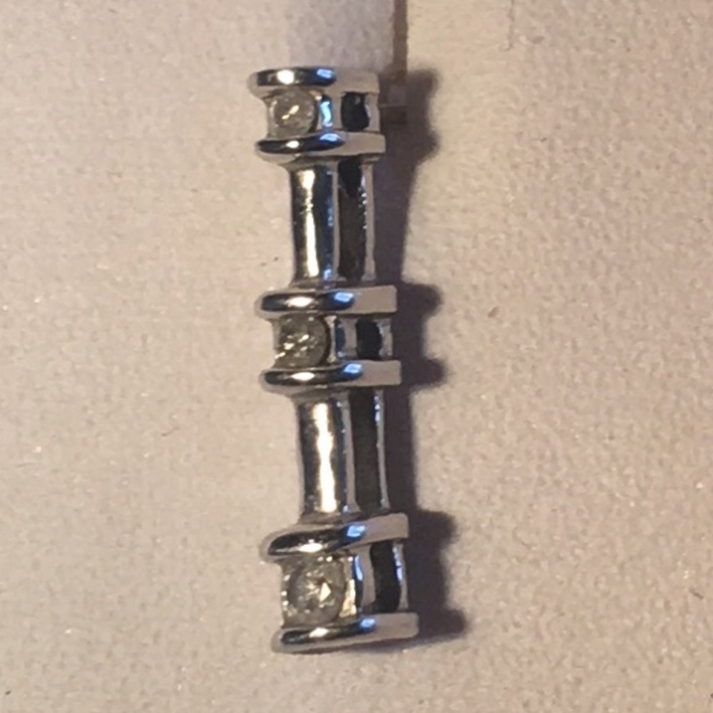 Diamonds 10k Solid Gold Linear Earrings - Picture 4 of 8